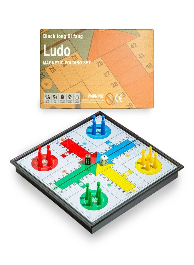 Black long Di fang Ludo Magnetic Folding Travel Board Game Set - 9.75 Inches - Image 1